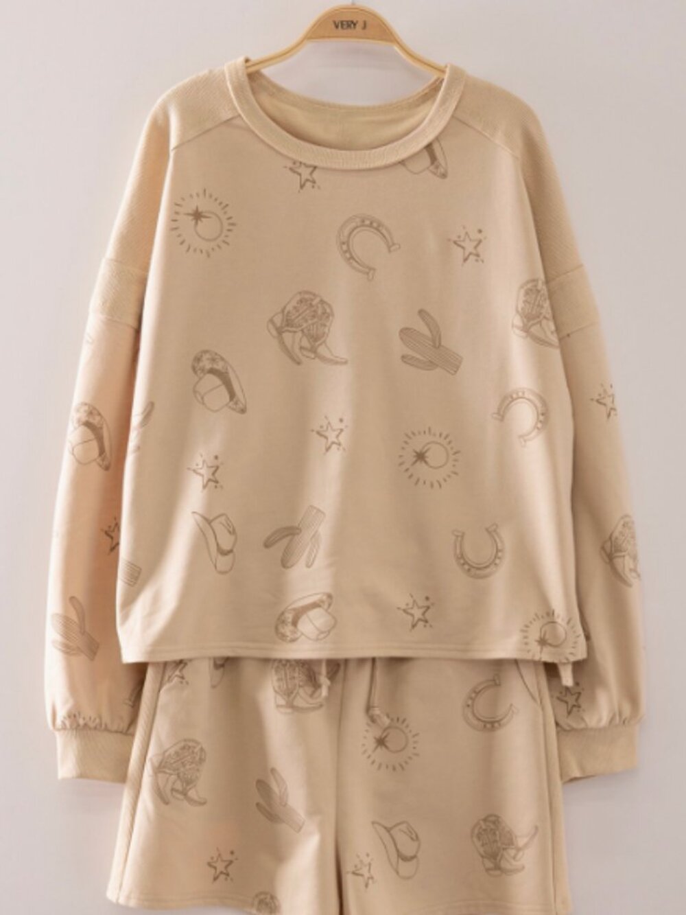 Very J Western Print Lounge Set Taupe